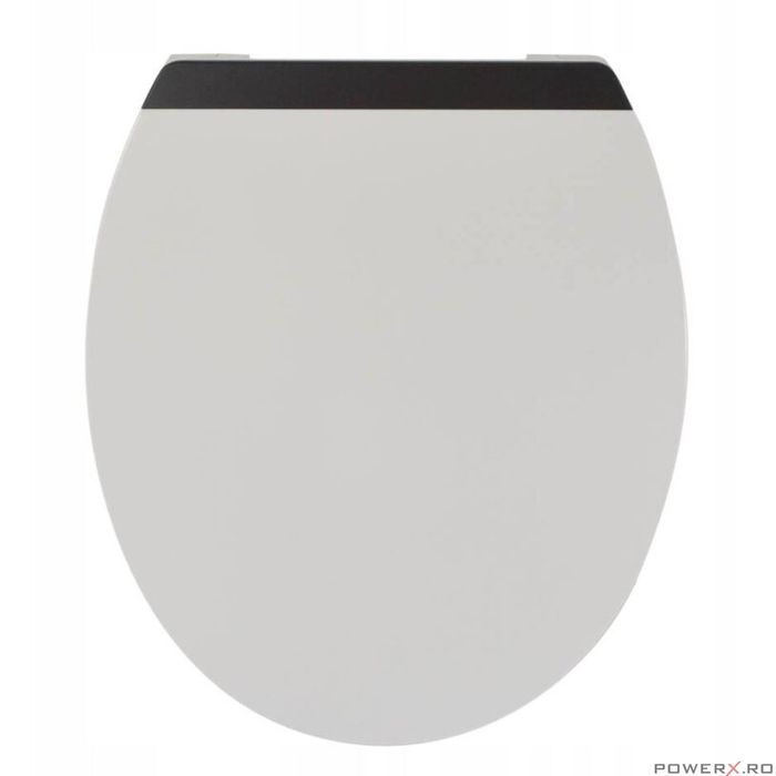 Capac de WC alb-negru, inchidere silentioasa, duroplast, 37,5x42