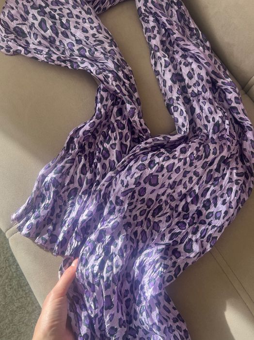 Лилав леопард шал 20% коприна 80% вискоза