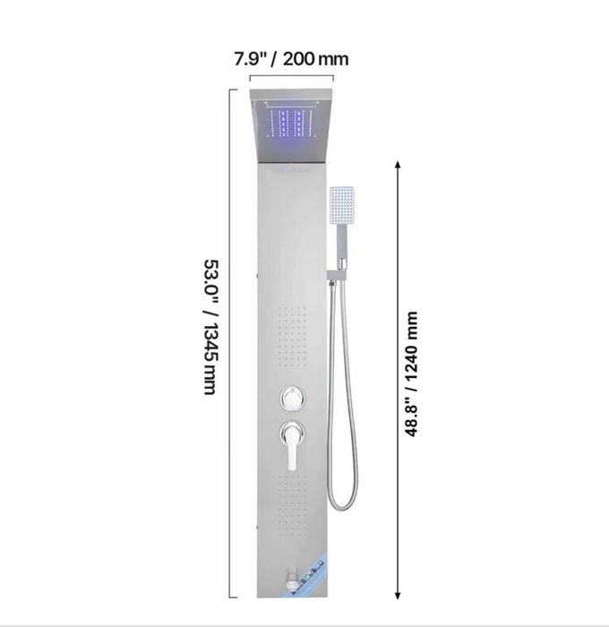 Panou de Duș cu LED din Inox