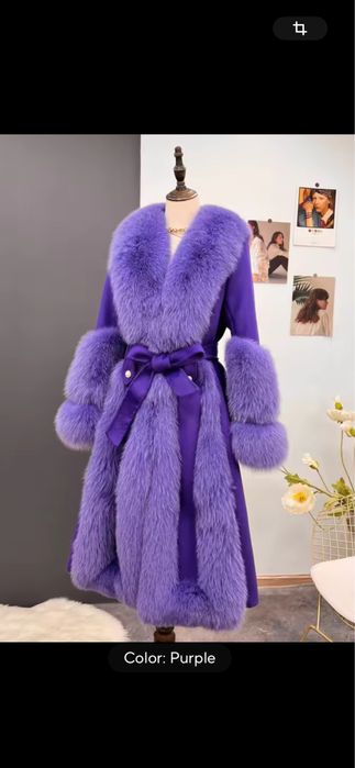 Palton lana accesorizar cu blana de vulpe