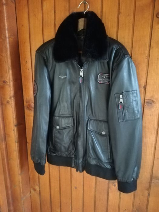 Geaca piele bărbati Aeronautica Militare Aviator xl