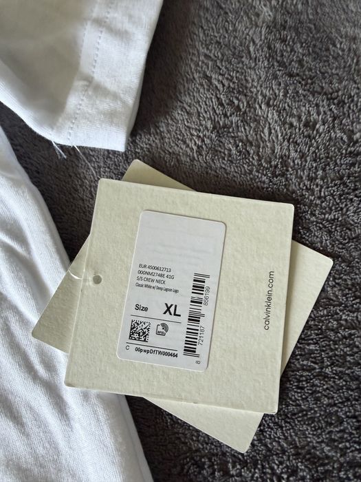 Calvin Klein crew neck tricou alb cu logo piept brodat marimea XL nou original