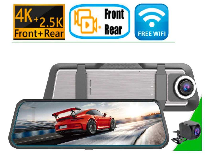 4K полноэкранный автомобильный видеорегистратор зеркало с WiFi