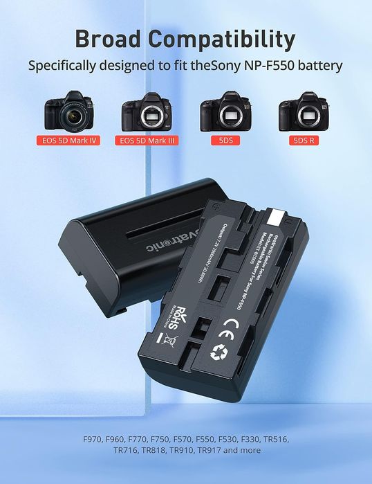 Incarcator dual + 2 acumulatori NP-F550 pentru Sony F960 F770 F750 etc