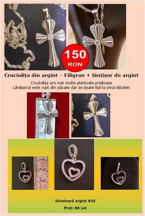 Cruciuliță de argint + inimioară