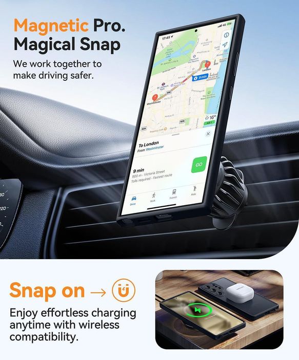 Матов magsafe кейс за samsung galaxy s24 ultra - черен