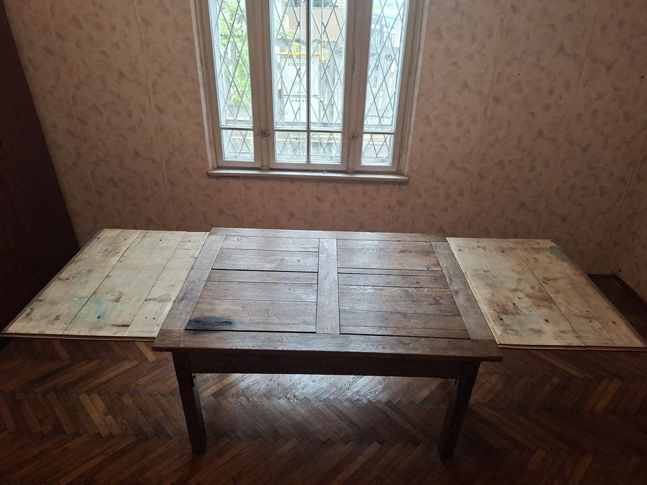 Masă Rustică Mare din Lemn Masiv (Stejar), Extensibilă – Ideală