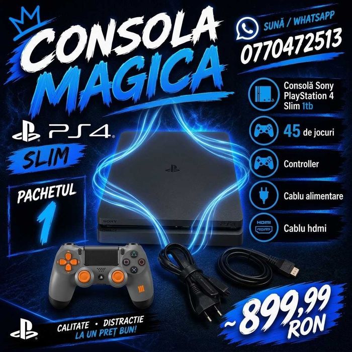 Consola Magica Mai Bun ca PS5 Playstation 4 Slim 1Tb Modat