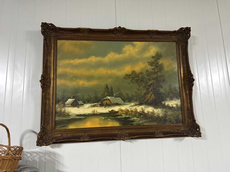 Голяма антикварна маслена картина