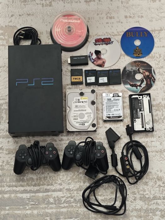 PS2 Fat SCPH-50004 Colecție – Dublu Modat (Cip + FMCB) – Pachet Full + 1TB Jocuri