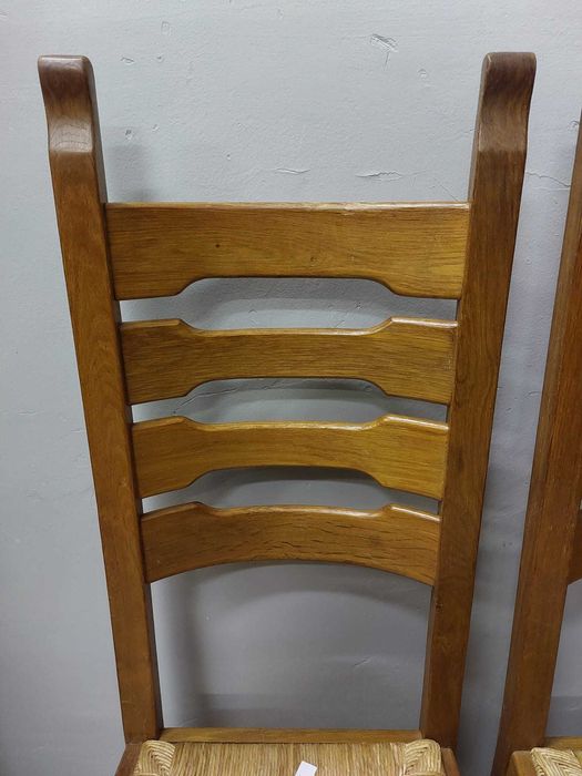 6 броя трапезни столове масив бял дъб с ратанова седалка