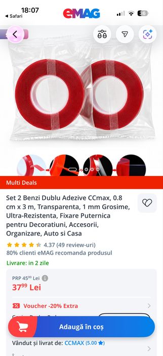 Lot 100/1000 bucati banda dubla adeziva profesionala