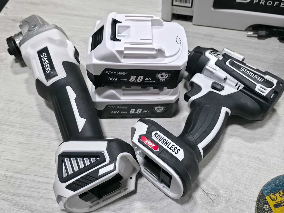 2в1 Акумулаторен Винтоверт и Безчетков Ъглошлайф STAHLMAYER 36V 8,0AH