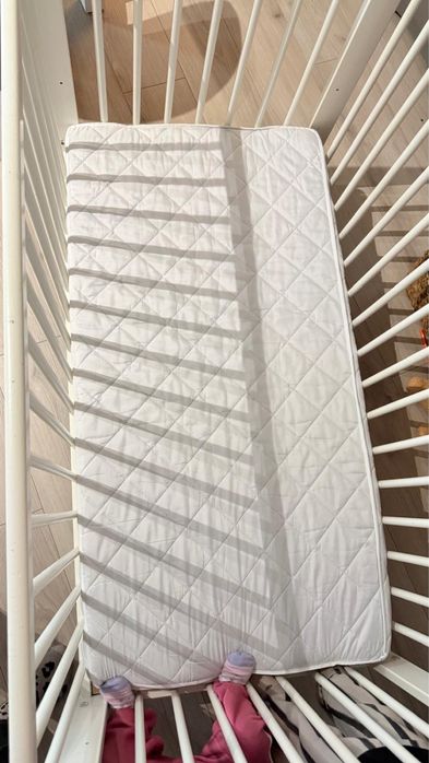 Patut Ikea Gulliver alb 60x120 cm si saltea de cocos 12 cm