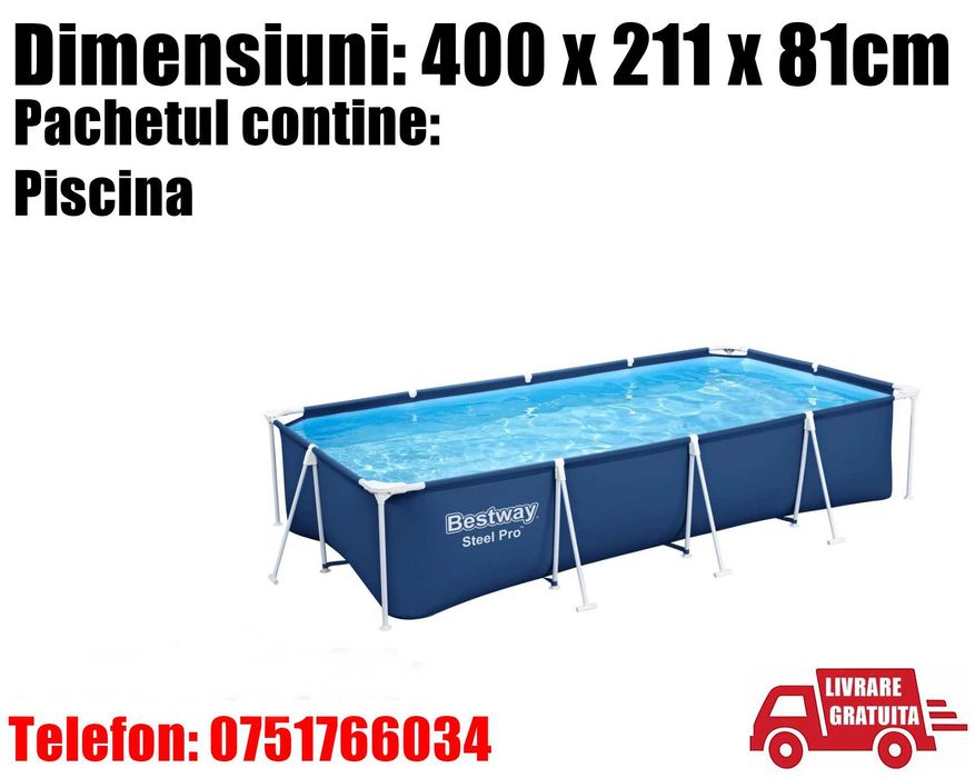 Piscina Bazin Familie Copii Relaxare Cadru Metal Bestway 400 x 211 x 81cm LIVRARE GRATUITA TM