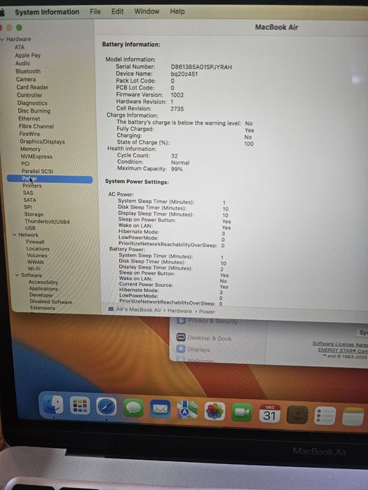 Macbook Air M1 13 dyum ram 16GB/ssd 512GB sotiladi