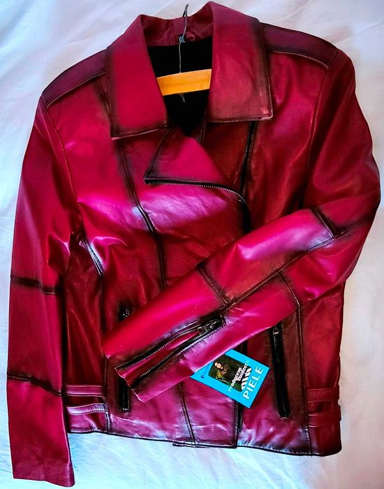 Geaca noua cu eticheta din piele naturala, Burgundy, XXL