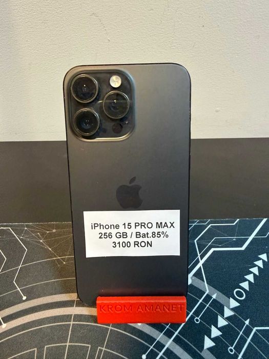 iPhone 15 PRO MAX / 256 GB / Bat.85% / Garantie * Krom Amanet Margeanului *
