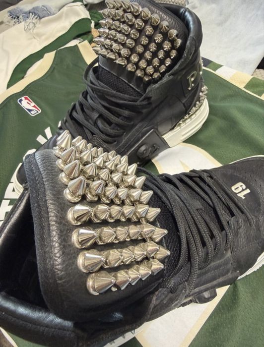 Philipp Plein High Top Sneakers Skull & Studs Black – Mărimea 42
