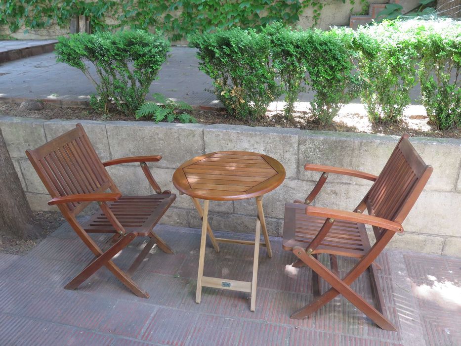 Тиково дърво-2бр.столове и маса-сгъваеми,Скандинавски дизаин