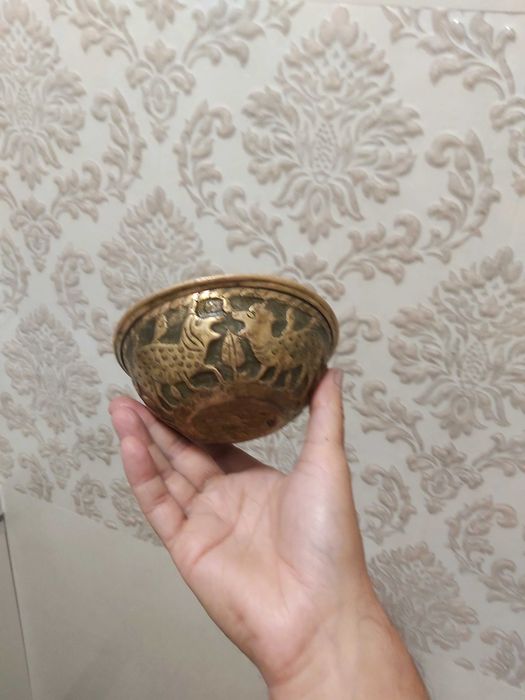 Bol antic deosebit din alama masiva cca. 1900
