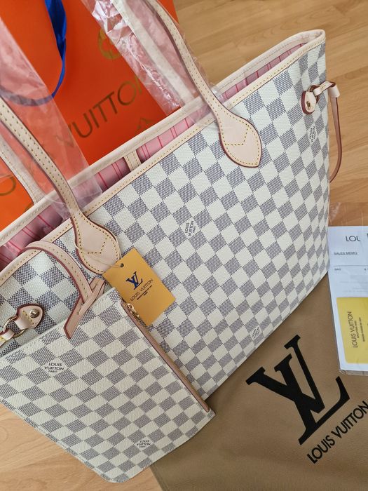 Geanta damă LV Neverfull piele naturala, saculet,certificat,card,etich