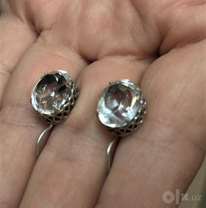 Серьги серебро 875 проба со звездой