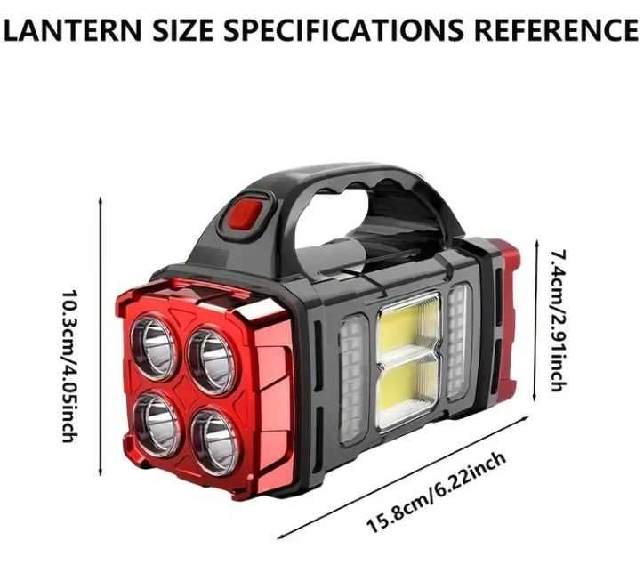Универсален фенер със слънчев панел и 1500mAh акумулаторна батерия