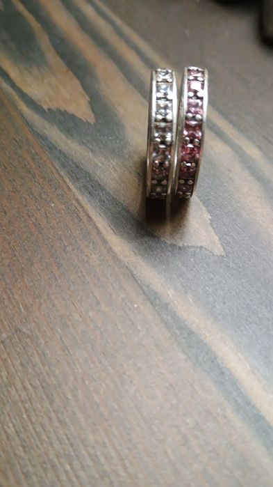 Inele Pandora cu zirconiu alb și roz,mărime 56,arată impecabil