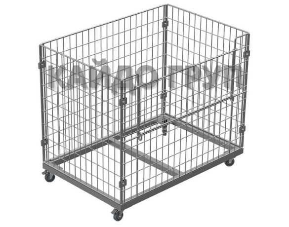 Метален телен кош 120/80 с метална платформа на колела и стопери