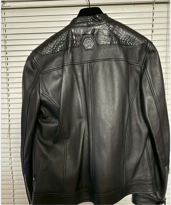 Philipp Plein Leather Bomber Shield кожа от кайман