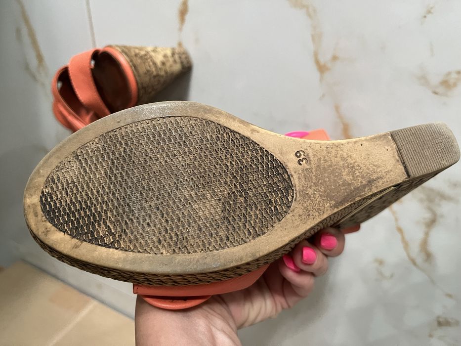 Италиански сандали платформа Pera Donna 39 като нови естествена кожа