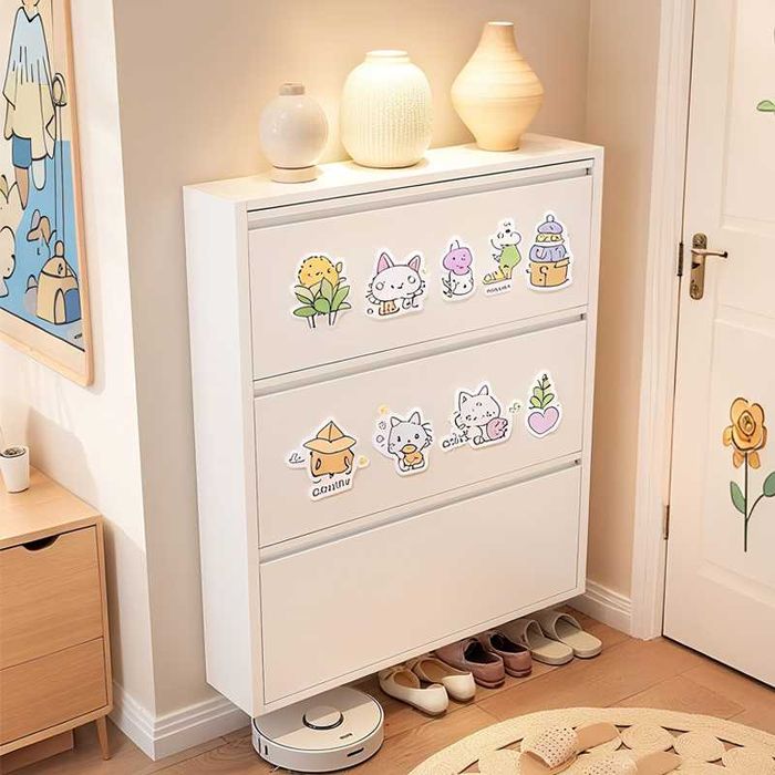 Обувной шкаф 15 см глубиной, металл, закруглённые углы