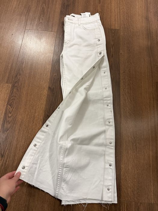 Дънки с широк и прав крачол / сини и бели /