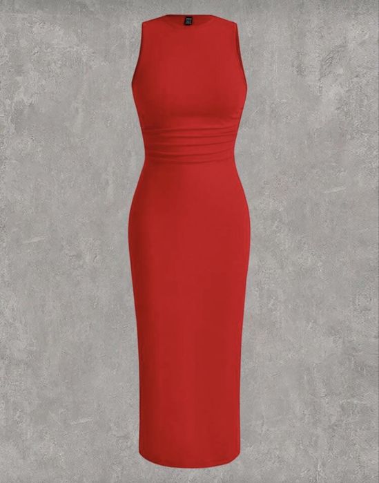 Червена спортно елегантна Рокля