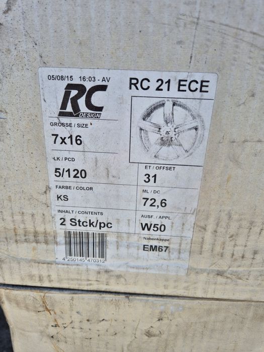 Джанти RC 16цола ,5х120 , 7j ,et31 Bmw  Mini  Vw  Opel