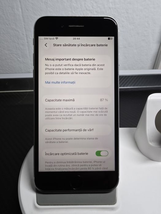 Iphone se2,sănătate baterie 87 la sută