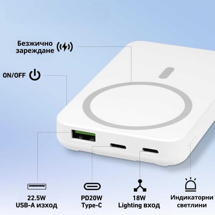 5 в 1 PowerBank Pro | Бял, Син, Бежев