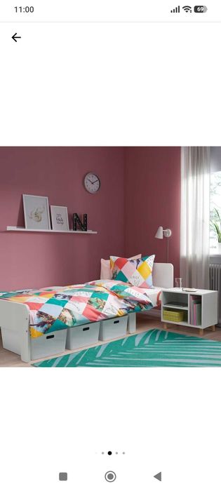 Детско разтегателно легло IKEA SLAKT с включена подматрачна рамка и матрак + подарък преграда