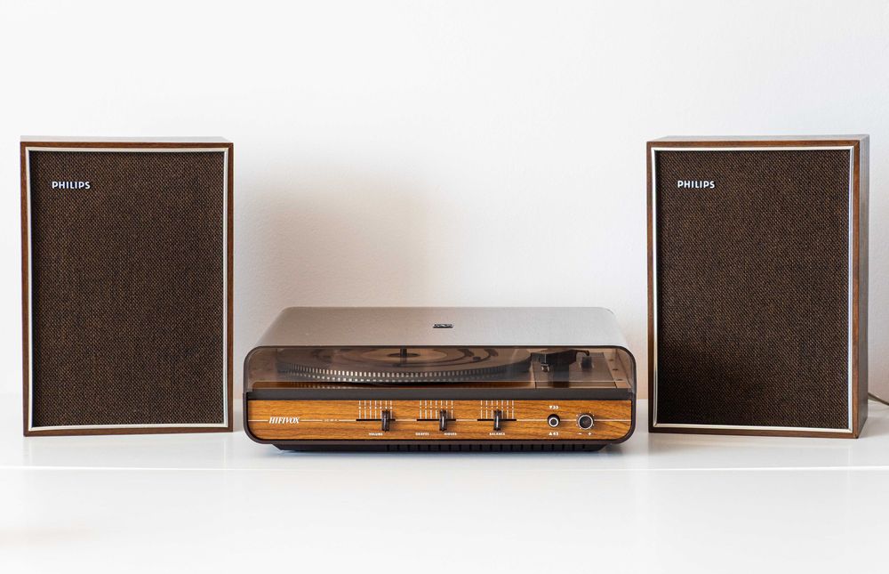 Pickup vintage HIFIVOX CC 191 H (cu amplificare proprie), Boxe PHILIPS 22RH421/11Z, 4ohm, 10 W
