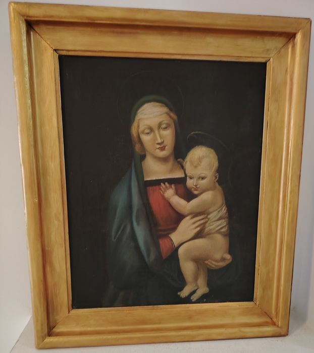 Ulei pe panza o lucrare veche de o foarte bună calitate după Raphael , dimensiuni 58 cm cu 47