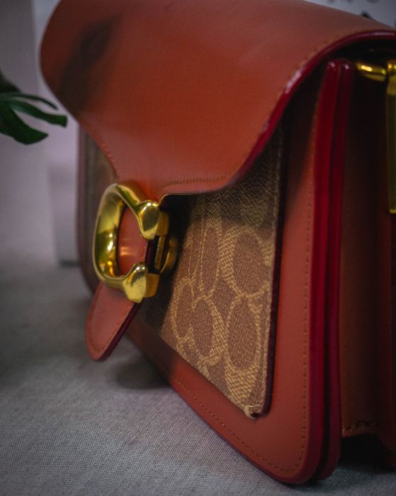 Coach Нова Оригинална Дамска Чанта Естествена Кожа Пълен Комплект