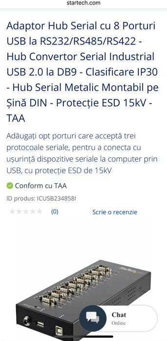 Adaptor Hub Serial cu 8 Porturi USB la RS232/RS485/RS422