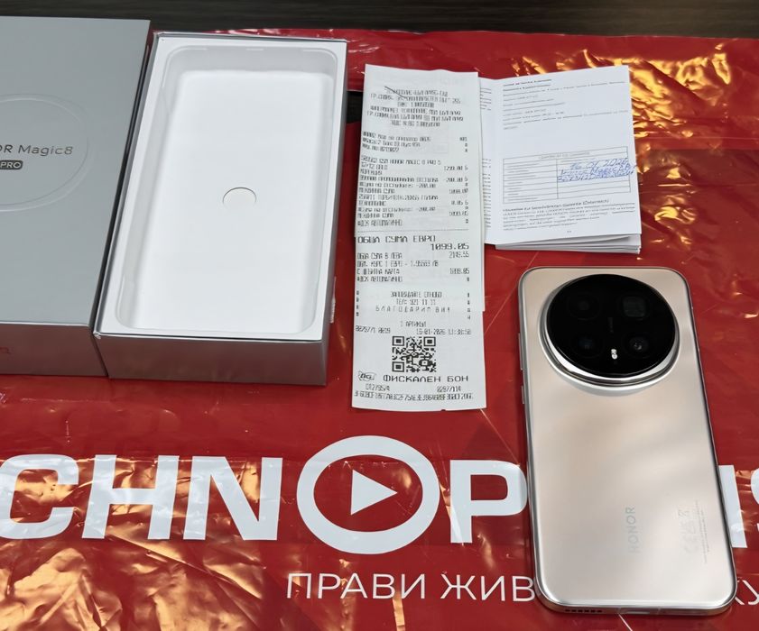 ЧИСТО НОВ 512GB Honor Magic 8 Pro Гаранция Технополис 2028г. GOLD / Златист