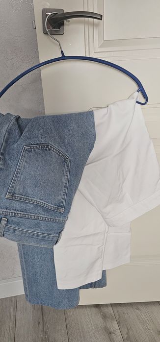 брюки белые, прямые - Mango, джинсы широкие - Mango, размер S(42)