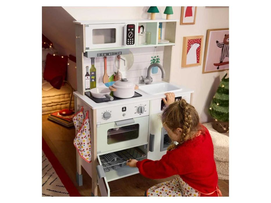 Детска Дървена Кухня Малкия Готвач Звуци Светлини Аксесоари