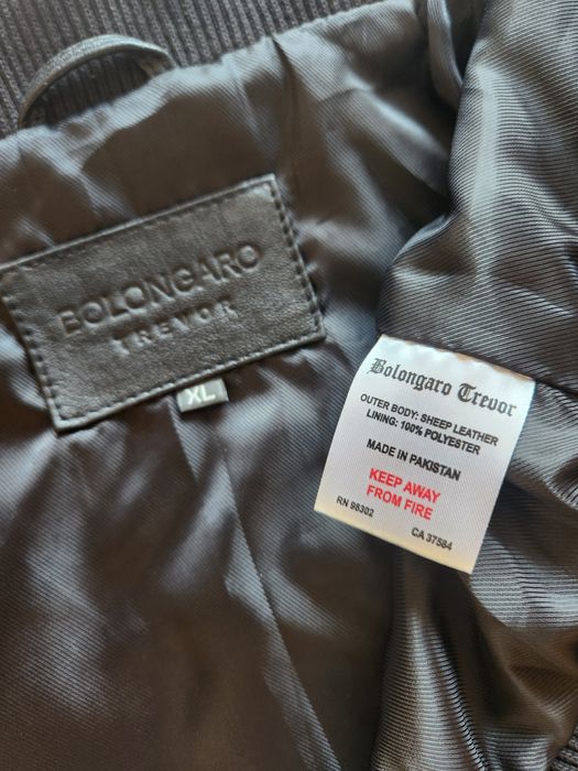 Мъжко кожено яке XL черно бомбър спортно елегантно късо цип джобове естествена кожа на  Bolongaro Trevor.