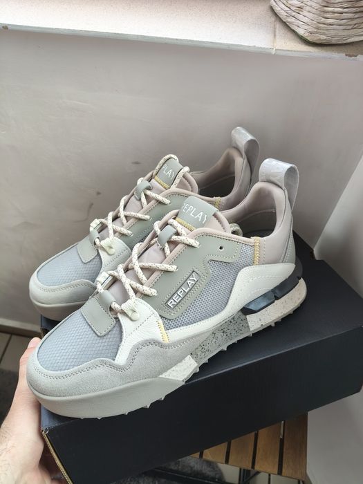 Sneakers Replay Field Edge gri cu alb mărimea 42 noi originali