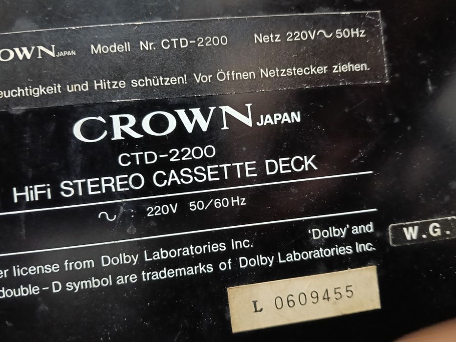 Casetofon deck Crown Japan ctd 2200