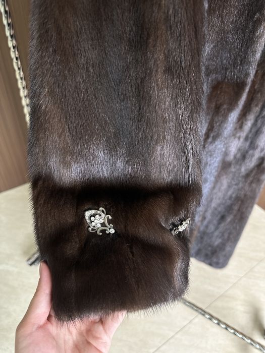 Норковая шуба в шоколадном цвете